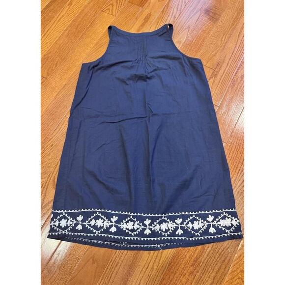 Embroidered Navy Shift Dress Sleeveless Medium Madison Mathews Sundress - Picture 4 of 6